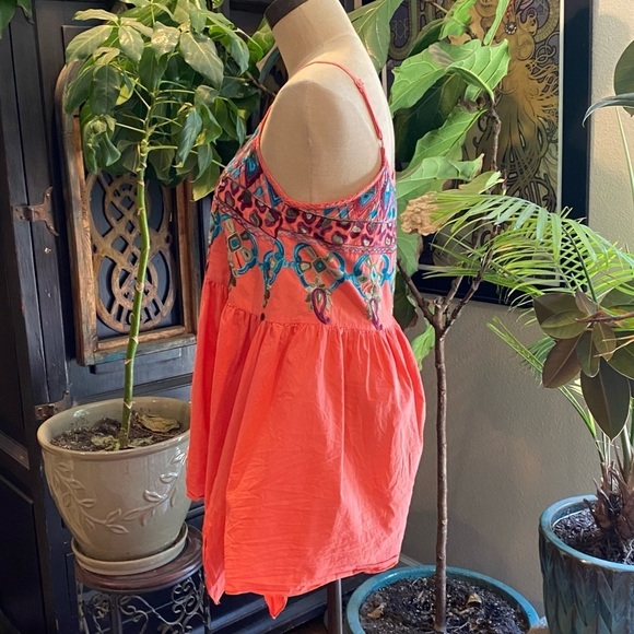 Umgee Tangerine Embroidered Bohemian Tank Top - Picture 5 of 12